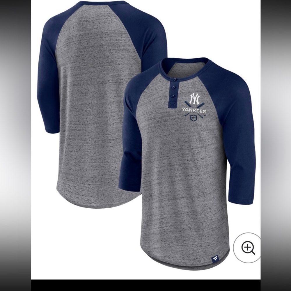 NWT New York Yankees Iconic Above Heat Raglan Henley, 3/4 Sleeve, M, Fanatics